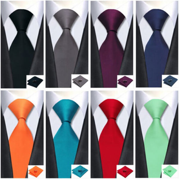 New Skinny Slim Tie Solid Color Plain Silk Men Jacquard Woven Party Necktie 